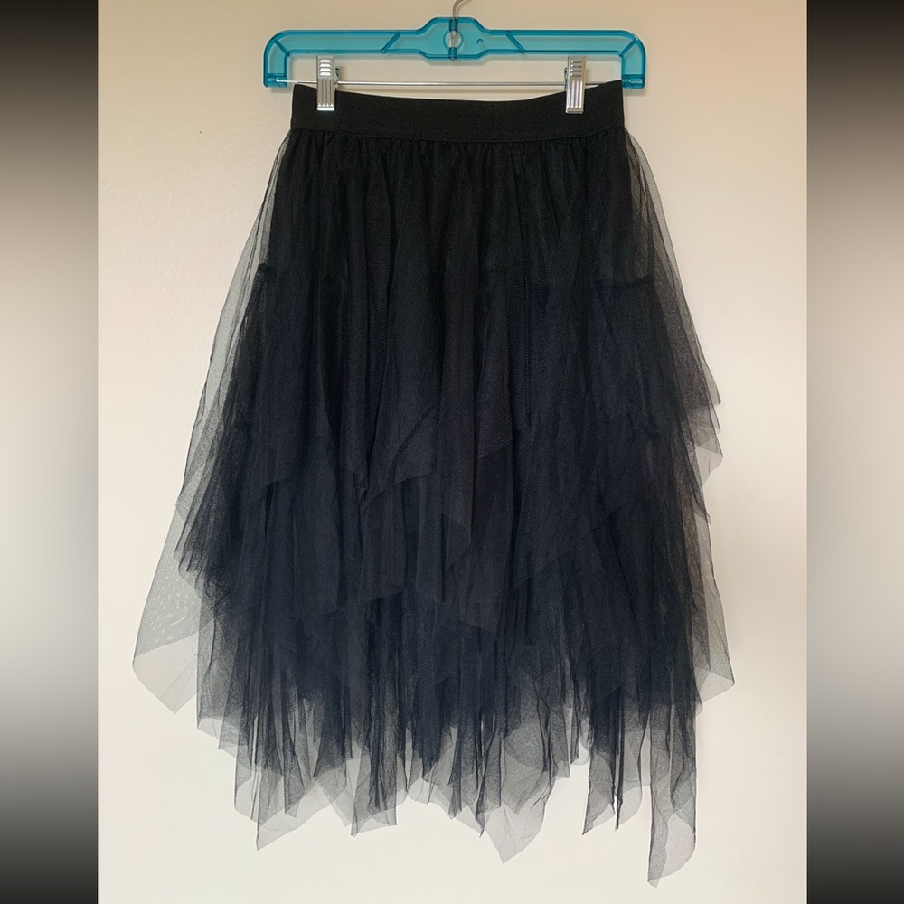 Asymmetrical layered tulle skirt